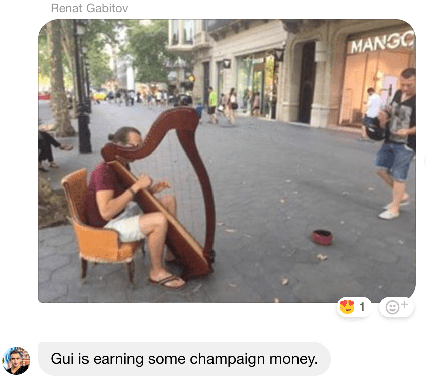 Playing the harp in the streets of Barcelona