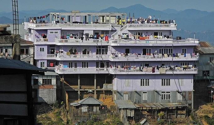 The house of Ziona Chana in Mizoram, India, home to the world's largest family